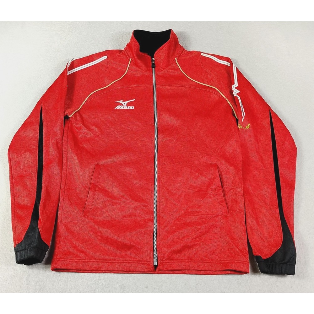 Mizuno Track Jacket Mens Large Red Suzuka High School Judo Japan Mesh Athletic